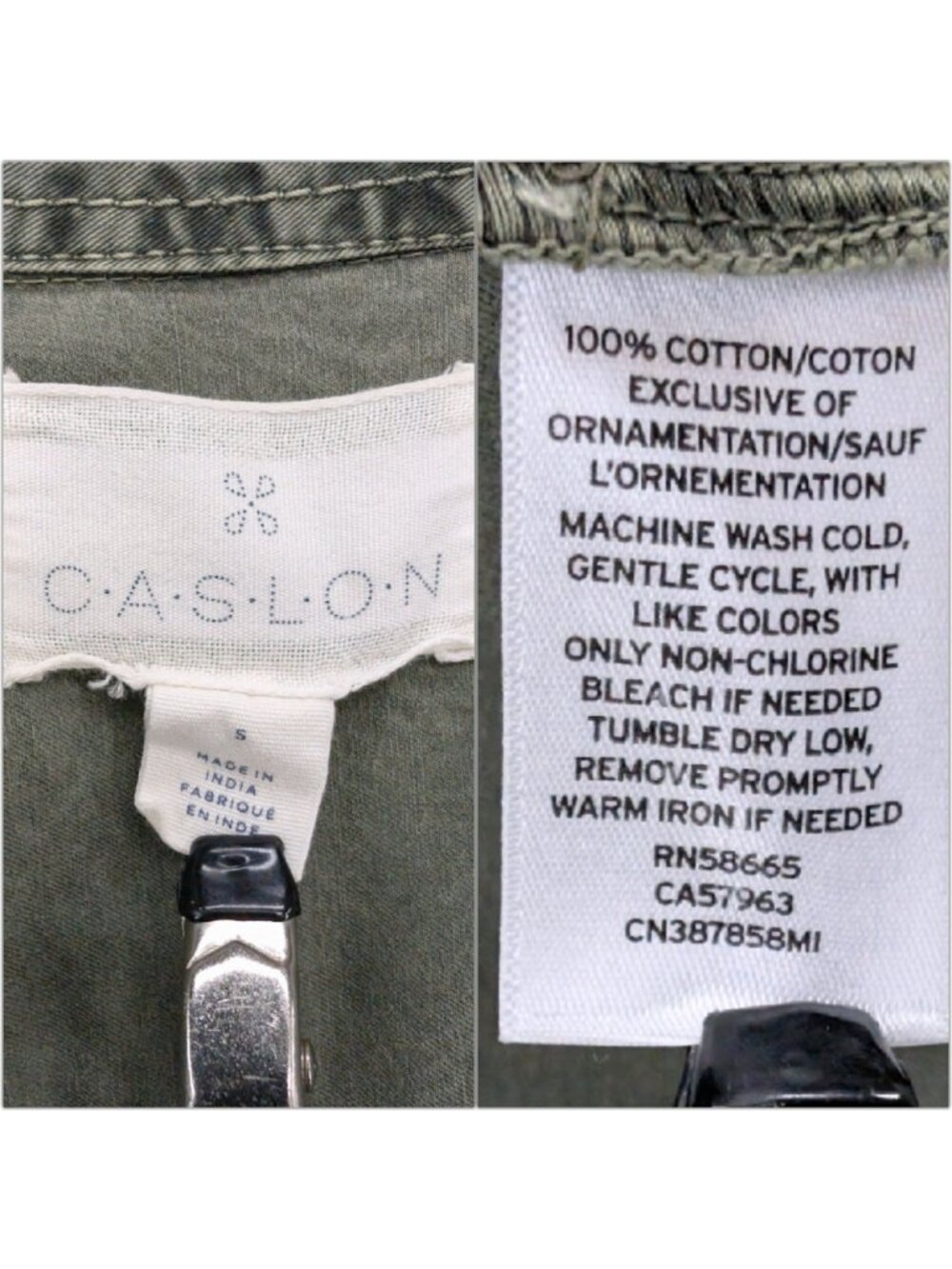 Caslon Utility Jacket Womens Olive Green Cotton Twill Button Front Pockets Sz S - Picture 5 of 10